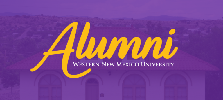 Alumni logo over image of Hunter Hall
